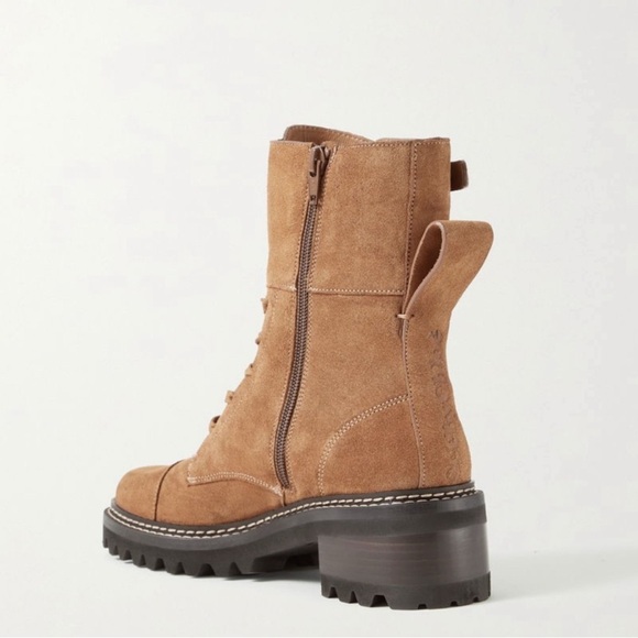 See By Chloe Brown Suede Combat Boots - Picture 3 of 11